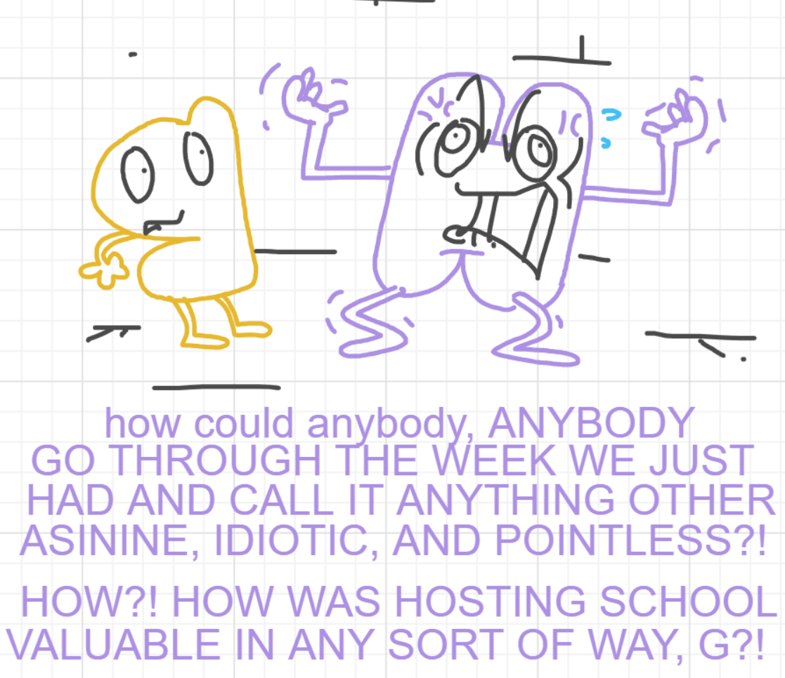 A panel from I've Been Everywhere, Man, episode nine of the Board Boards object show by Furretwalk/WalkingFurret.